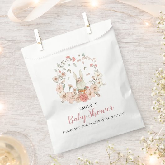 Cute Bunny Florals Dank je Baby shower Bedankzakje (Geknipt)