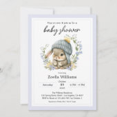 Cute Bunny Flowers Spring Baby Shower Invitation (Devant)