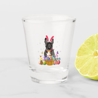 Cute Bunny French Bulldog Easter Day Eggs Basket Shot Glas