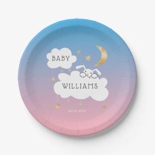 Cute Bunny Gender onthult Pink Blue Gold Papieren Bordje