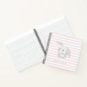 Cute Bunny - Gepersonaliseerd Roze gestreept Kind Notitieboek (Binnen)