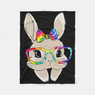 Cute Bunny Gezicht Tie Dye Glazen Pasen Dag Kinder Fleece Deken