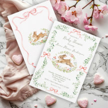 Cute Bunny Girl Bloem Roze Strik Baby Shower