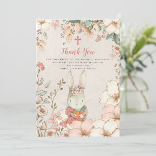 Cute Bunny Girl Christening Baptism Hartelijk dank Bedankkaart