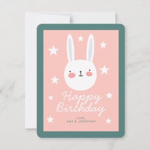 Cute Bunny Happy Birthday Feestdagenkaart
