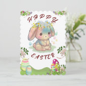 Cute Bunny Happy Pascard Kaart (Staand voorkant)