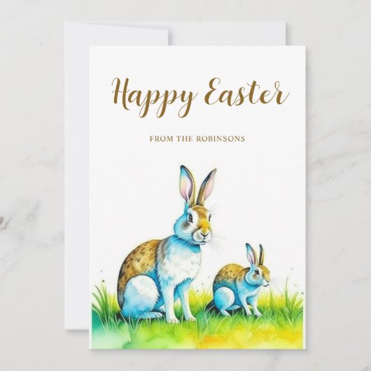 Cute Bunny Happy Pasen Feestdagenkaart (Voorkant)