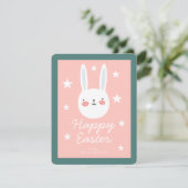 Cute Bunny Happy Pasen Feestdagenkaart (Staand voorkant)