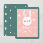 Cute Bunny Happy Pasen Feestdagenkaart (Voorkant / Achterkant)