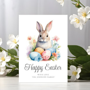 Cute Bunny Happy Pasen Feestdagenkaart