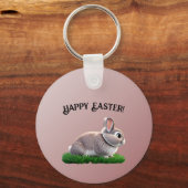 Cute Bunny Happy Pasen Sleutelhanger (Voorkant)