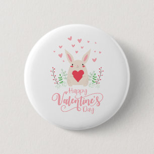 Cute Bunny Happy Valentine's Day   Pin-Button Ronde Button 5,7 Cm