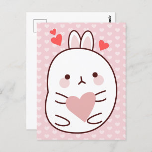 Cute Bunny Heart Briefkaart