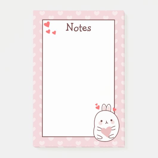Cute Bunny Heart Post-it® Notes (Voorkant)