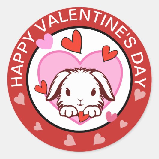 Cute Bunny Hearts Valentijnse stickers (Voorkant)