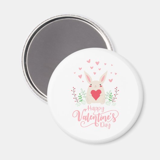Cute Bunny Heureuse Sainte-Valentin | Magnet (Recto/Verso)