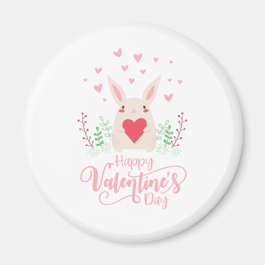 Cute Bunny Heureuse Sainte-Valentin | Magnet (Devant)