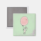 Cute Bunny Holding a Balloon Illustration Magneet (Voorkant / Achterkant)