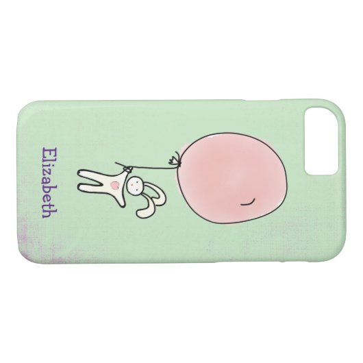 Cute Bunny Holding a Balloon Personalizeerd Case-Mate iPhone Case (Achterkant (Horizontaal))