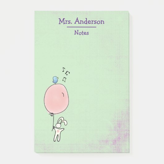 Cute Bunny Holding een ballon Post-it® Notes (Voorkant)