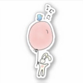 Cute Bunny Holding een ballon Sticker (Voorkant)