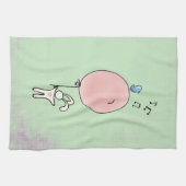 Cute Bunny Holding een ballon Theedoek (Horizontaal)