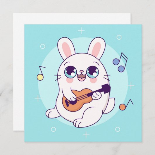 Cute Bunny Holiday Kaart (Voorkant / Achterkant)