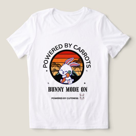Cute Bunny Hugging Carrot Retro Sunset T-Shirt  (Design voorkant)