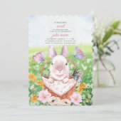 Cute Bunny in Basket Invitation Kaart (Staand voorkant)