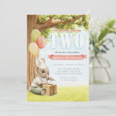 Cute Bunny Invitation de deuxième anniversaire (Debout devant)