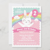 Cute Bunny Invitations Anniversaire Filles Arc-en- (Devant)