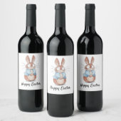 Cute Bunny Joyeux Étiquette à vin de Pâques - Vaca (Bouteilles)