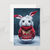 Cute Bunny-kerstkaart Bedankkaart (Voorkant / Achterkant)