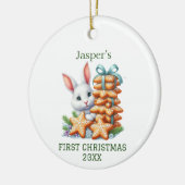 Cute Bunny Kerstmis Keramisch Ornament (Links)