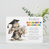Cute Bunny Kindergarten Graduation Invitation (Debout devant)