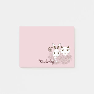 Cute Bunny Kitten Dieren Vrienden Roze Meisjes Kin Post-it® Notes