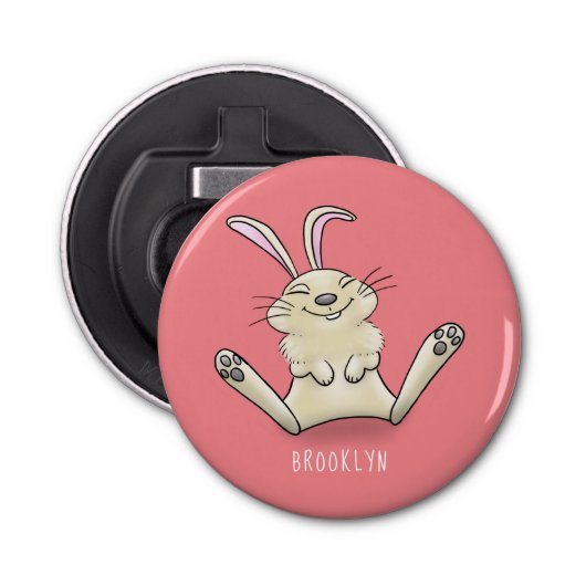 Cute bunny konbit cartoon illustration button flesopener (Voorkant)