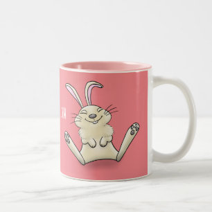 Cute bunny konbit cartoon illustration tweekleurige koffiemok