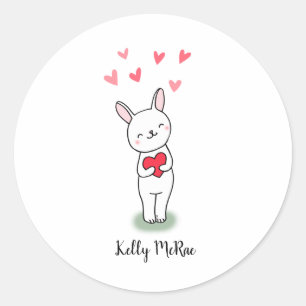 Cute Bunny konbit Favor Gift Mailing Custom Ronde Sticker