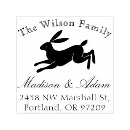 Cute Bunny Konijn Familie Naam Retouradres Zelfinktende Stempel