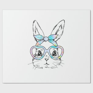 Cute Bunny Konijn Gezicht Tie Dye Bril Meisje Blij Cadeaupapier