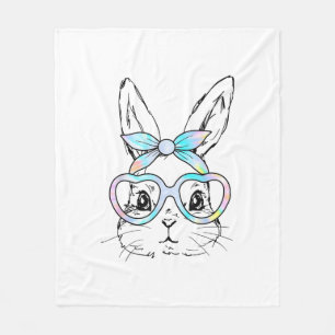 Cute Bunny Konijn Gezicht Tie Dye Bril Meisje Gelu Fleece Deken