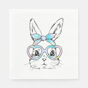 Cute Bunny Konijn Gezicht Tie Dye Bril Meisje Gelu Servet