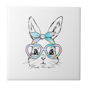 Cute Bunny Konijn Gezicht Tie Dye Bril Meisje Gelu Tegeltje