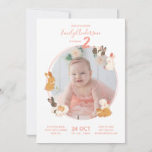 Cute Bunny Konijn Verjaardag Baby Shower Uitnodigi