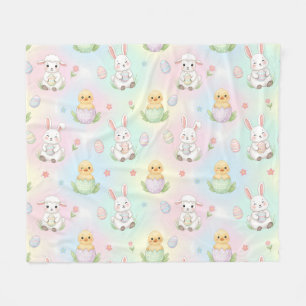 Cute Bunny Kuiken & Lammetjes Pasen Patronen Fleece Deken