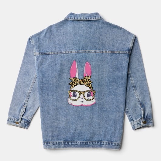 Cute Bunny Leopard Messy Lunettes Bun Happ Headban (Verso)
