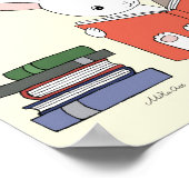 Cute Bunny Livres de lecture Imprimer Poster d'Art (Coin)