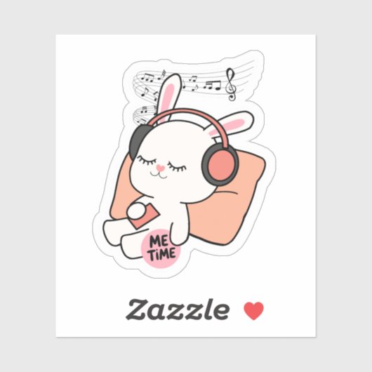 Cute Bunny “Me Time” Sticker  (Feuille)