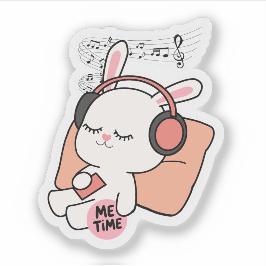 Cute Bunny “Me Time” Sticker  (Devant)